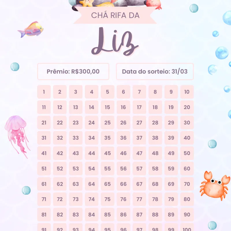 Imagem da campanha Chá rifa da Liz