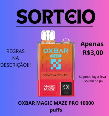 Imagem da campanha Oxbar Magic Maze Pro 10000 Puffs ou 100 reais no pix
