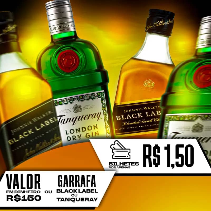 Imagem da campanha Garrafa 1L Black Label/Tanqueray ou R$150