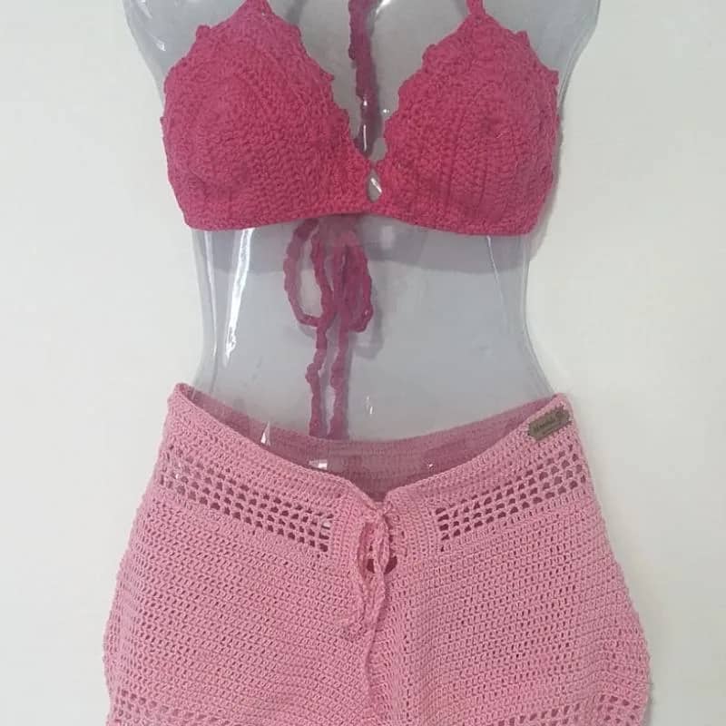 Imagem da campanha Conjunto de biquíni e shorts de crochê