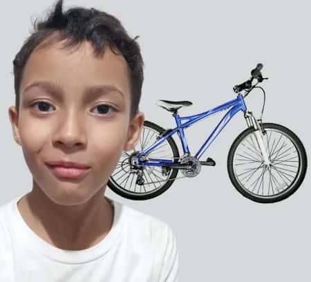 Imagem da campanha AJUDE O ISAQUE A CONQUISTAR SUA BICICLETA