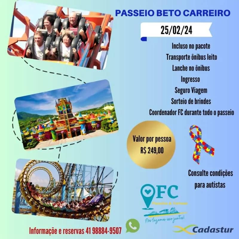 Imagem da campanha Rifa 2 passagens Beto carrero