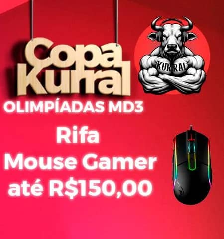 Imagem da campanha Rifa Mouse Gamer Olimpíadas MD3 do Kurral