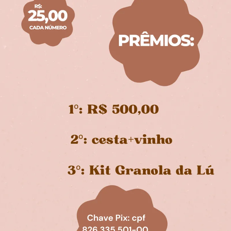 Imagem da campanha Rifa Solidária em prol da cirurgia da Emiline