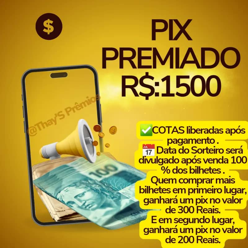 Imagem da campanha PIX PREMIADO DE 1.500