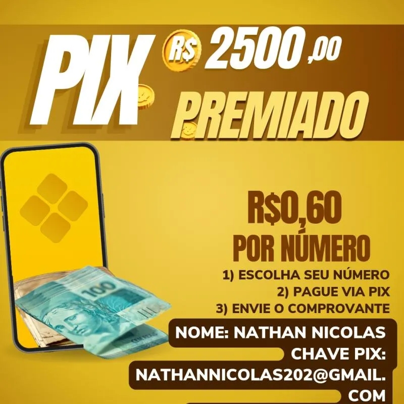 Imagem da campanha 2500 no Pix💸 por apenas 0,60💯🙏