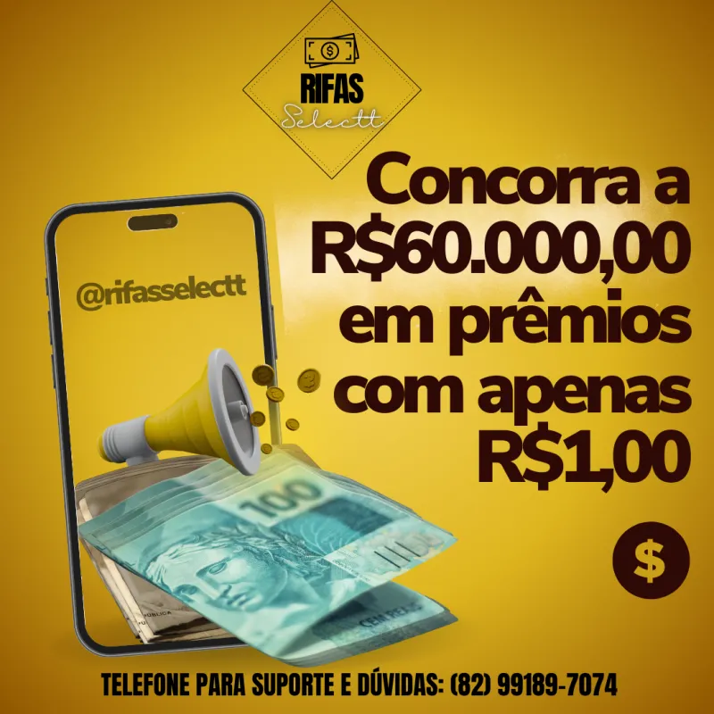 Imagem da campanha CONCORRA A R$60.000,00 EM PRÊMIOS POR R$1,00