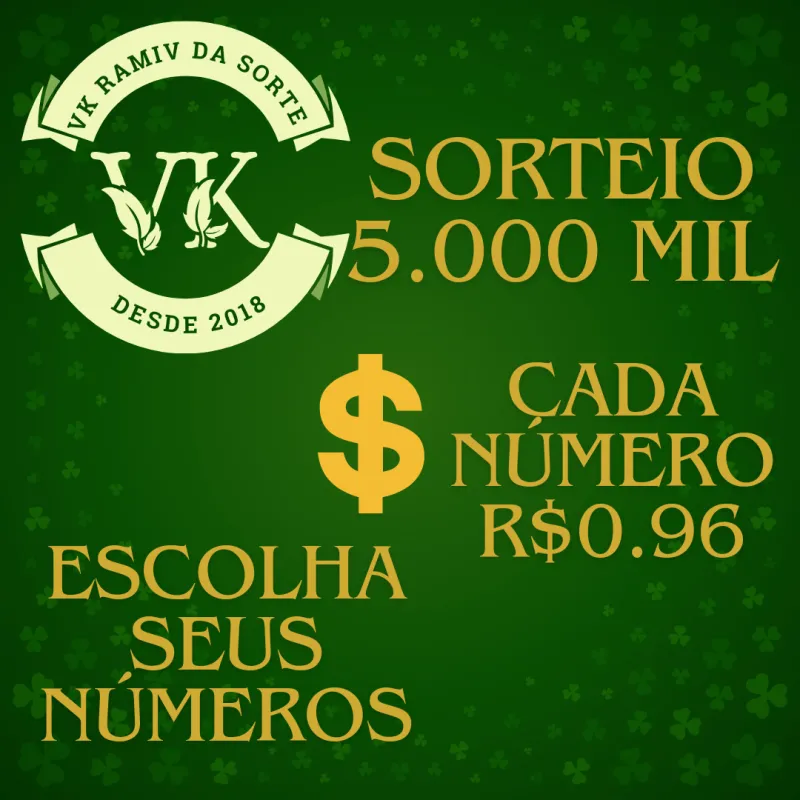 Imagem da campanha VK Ramiv da sorte 5.000 Mil Reais
