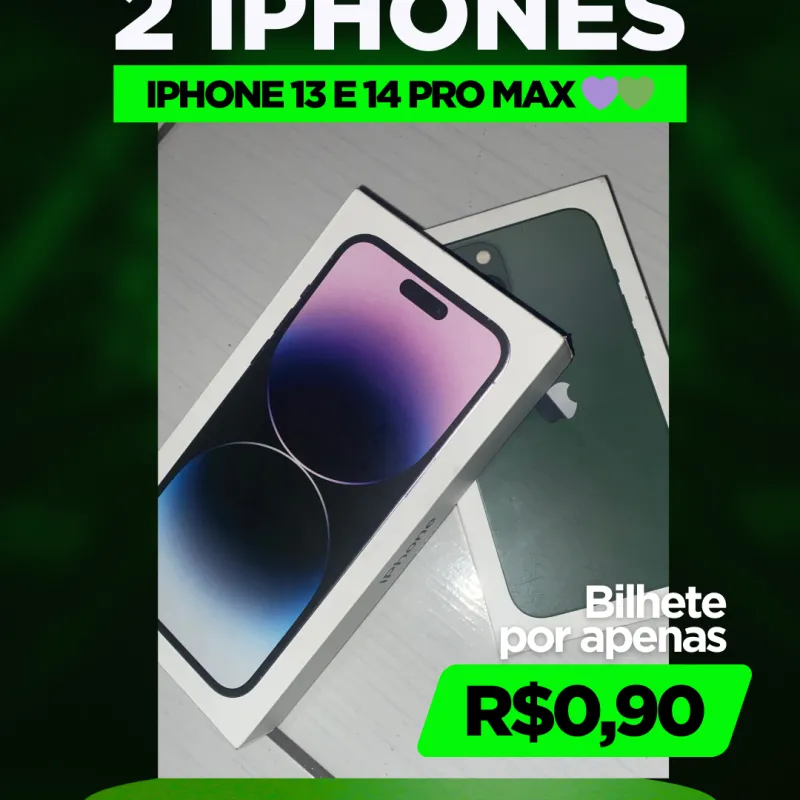 Imagem da campanha IPHONE 14 PRO MAX + IPHONE 13 OU 4K NO PIX!