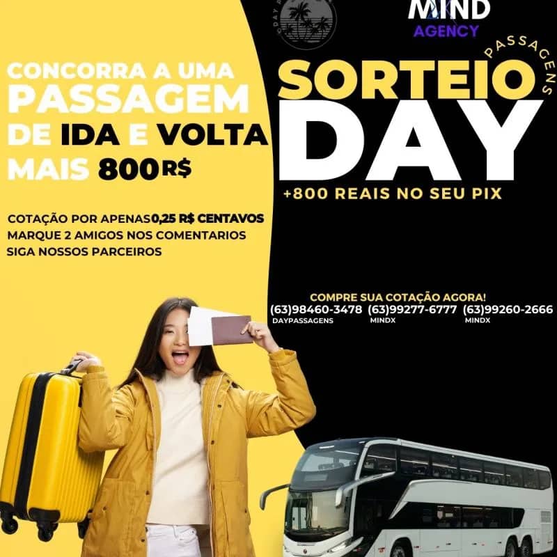 Imagem da campanha PASSAGEM DE IDA E VOLTA + 800 REAIS