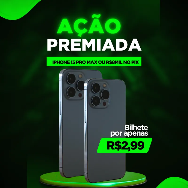 Imagem da campanha IPhone 15 Pro Max ou 8 Mil no Pix