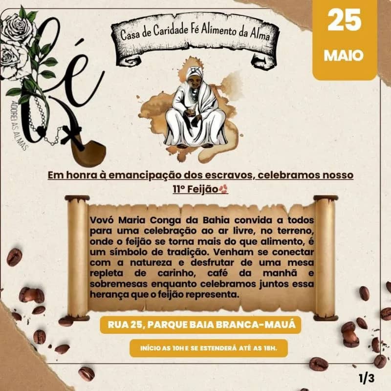 Imagem da campanha 11º Feijão em honra à emancipação dos escravos.