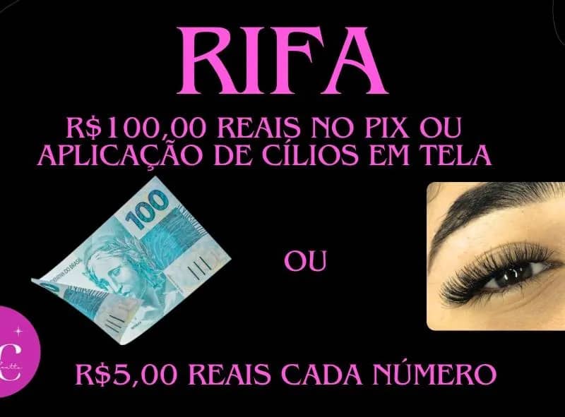 Imagem da campanha R$100,00 no pix ou Aplicação de cílios em tela