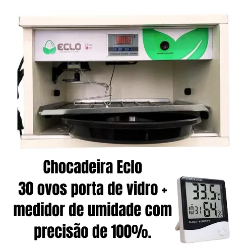 Imagem da campanha Chocadeira Eclo 30 ovos porta de vidro + medidor de umidade com 100% de precisão
