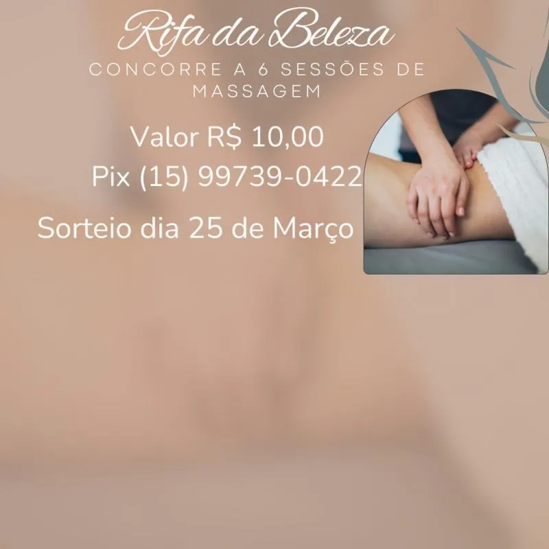 Imagem da campanha Compre a Rifa e concorra a 6 sessões de massagem
