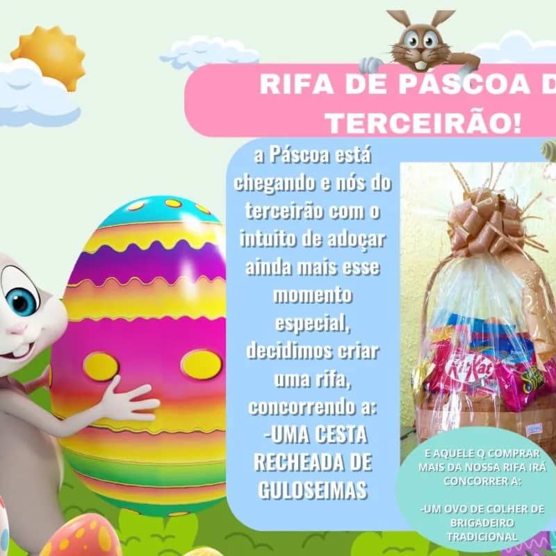 Imagem da campanha rifa de páscoa do terceirao