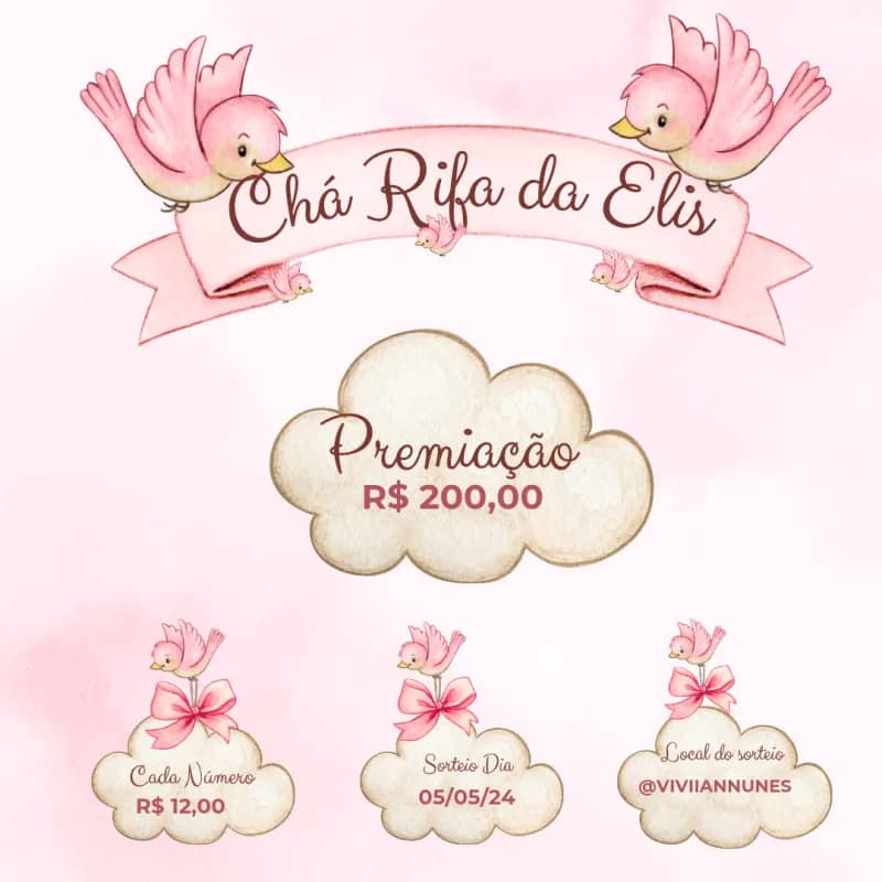 Imagem da campanha Chá Rifa da Elis