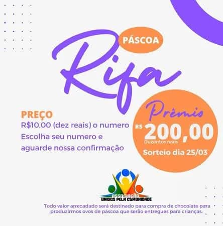 Imagem da campanha RIFA PÁSCIOA SOLIDÁRIA