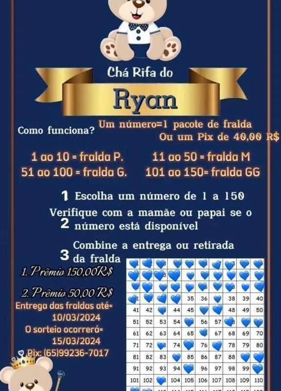 Imagem da campanha Chá rifa do Ryan