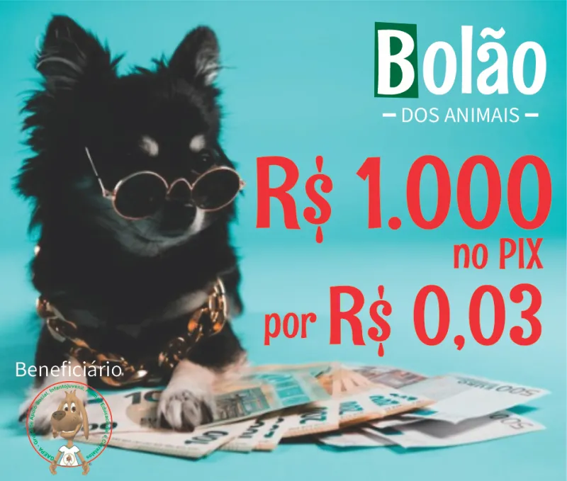 Imagem da campanha 💵💵💵 MIL REAIS R$ 1.000 no PIX - Bolão dos Animais💰💰💰