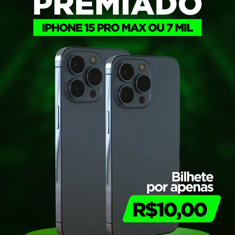 Imagem da campanha Iphone 15 pro Max ou 7 mil no Pix