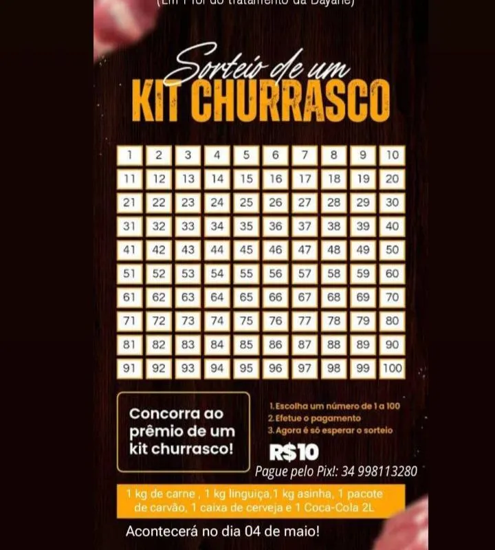 Imagem da campanha Rifa em prol da Dayane