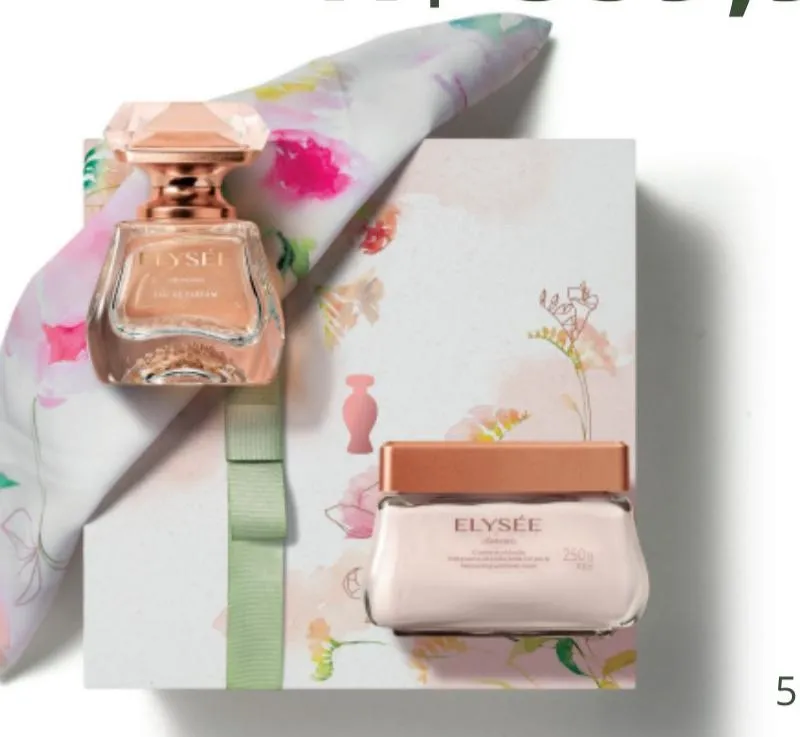 Imagem da campanha Kit Elysée. Perfume + Creme. Chave Pix : 18997118577