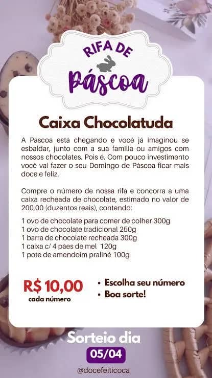 Imagem da campanha RIFA DE PASCOA