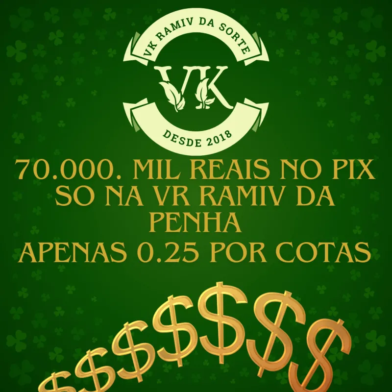 Imagem da campanha 70mil no pix e prêmios de 500 R$