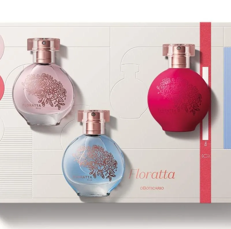 Imagem da campanha Kit da Floratta, são 3 perfumes de 30ml cada!
