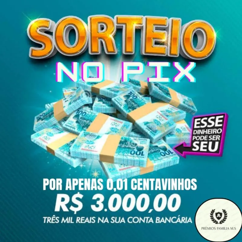 Imagem da campanha Sorteio de 3 MIL reais no PIX