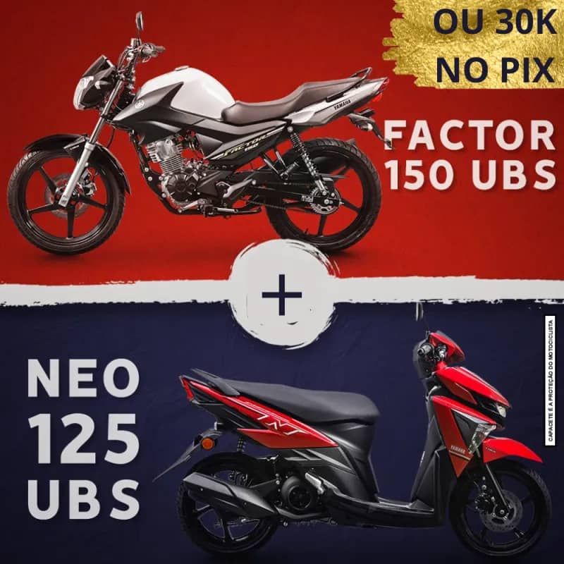 Imagem da campanha FACTOR 150 2024 + NEO 125 2024 (0KM) OU 30K NO PIX