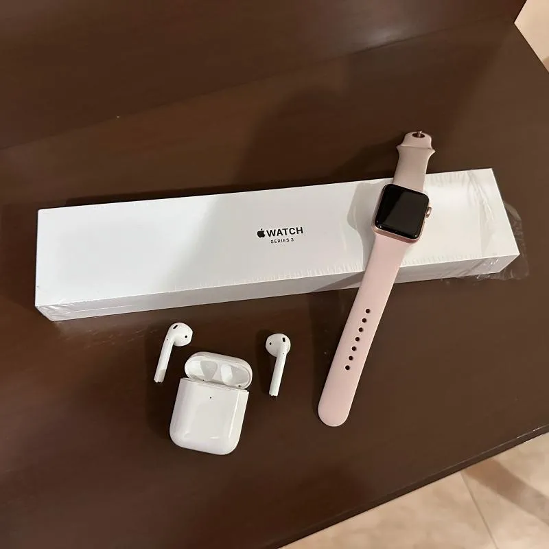 Imagem da campanha Apple Watch 3 e Apple Air Pods 2