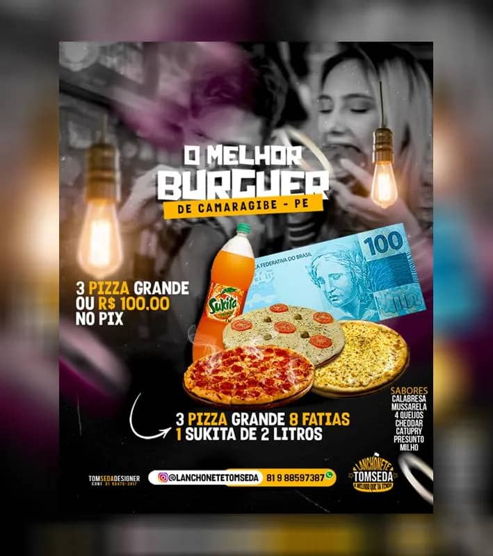 Imagem da campanha 3 PIZZA e 1 SUKITA DE 2 LITROS OU 100 NO PIX!!!