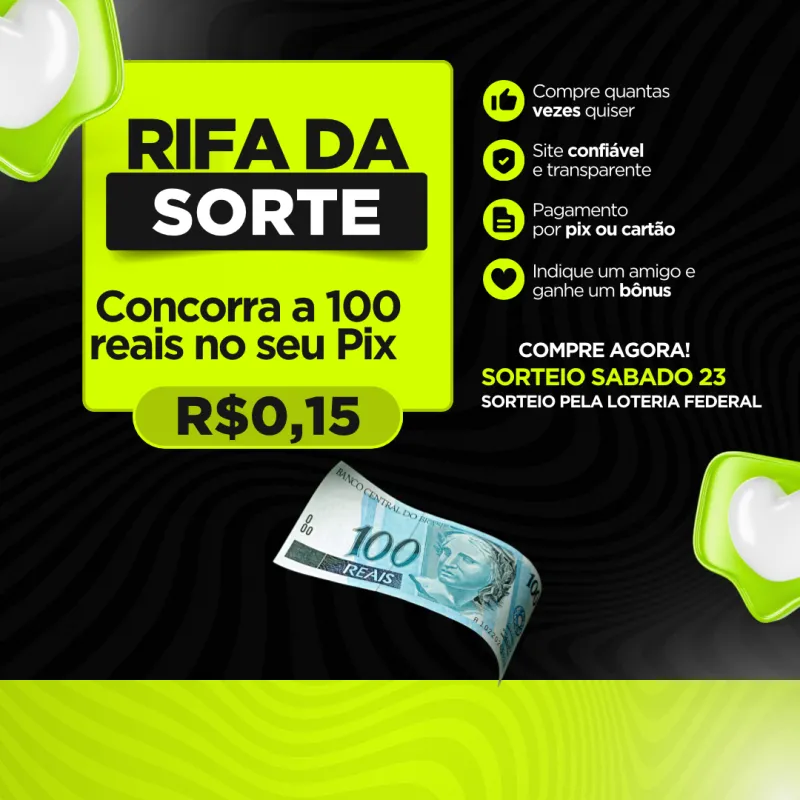 Imagem da campanha AÇÃO 100 REAIS POR APENAS 0,15 centavos