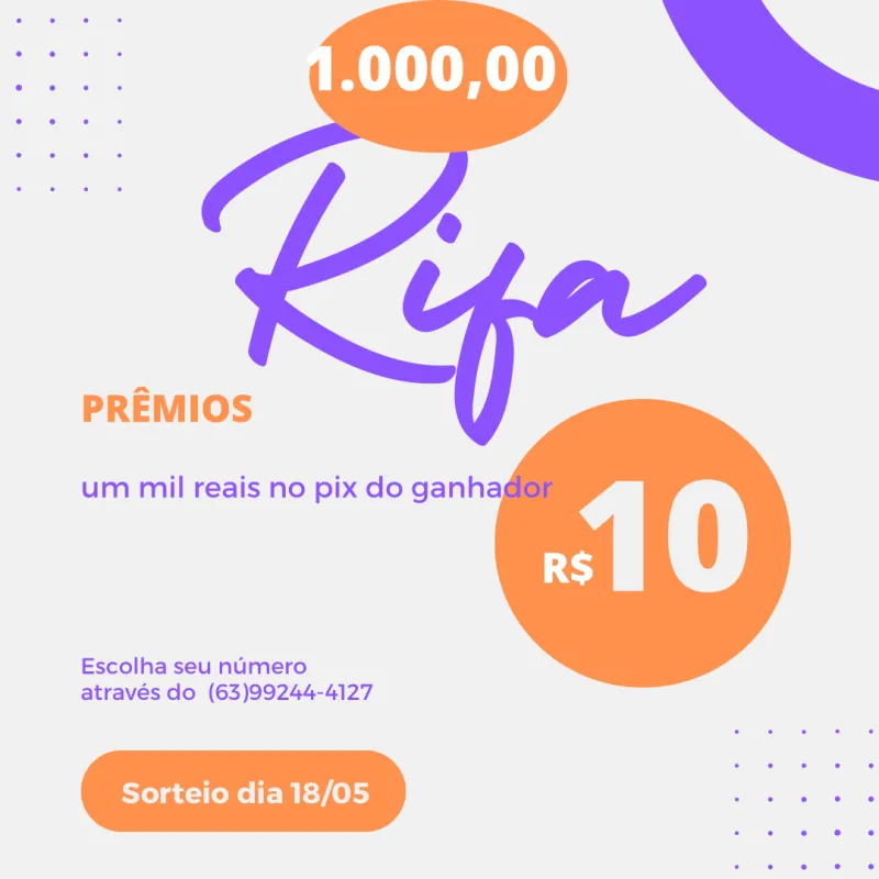 Imagem da campanha Rifa dos 1000zão