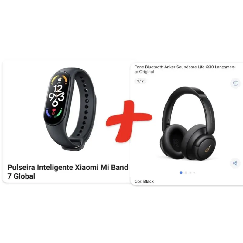 Imagem da campanha Smartwatch MI Band 7 + Fone Bluetooth Soundcore Life Q30