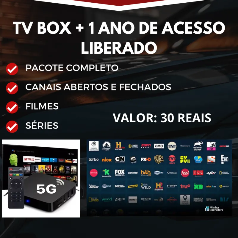 Imagem da campanha SORTEIO DE 1 TV BOX + PACOTE DE CANAIS,FILMES E SÉRIES POR 1 ANO!!!!