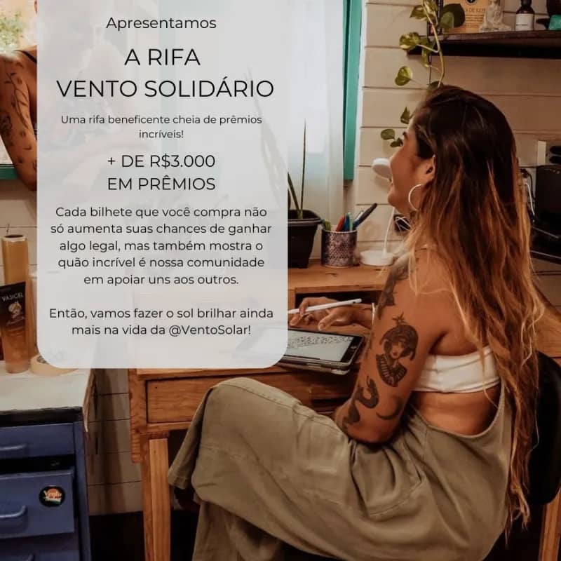 Imagem da campanha Rifa Vento Solidário