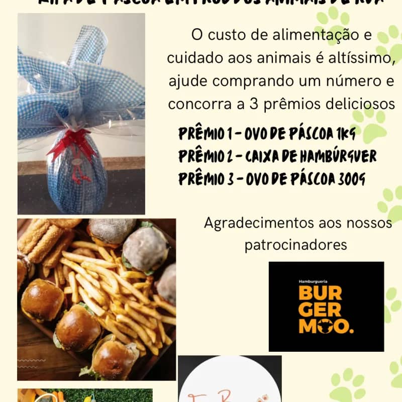 Imagem da campanha Rifa de Páscoa em prol dos animais de rua