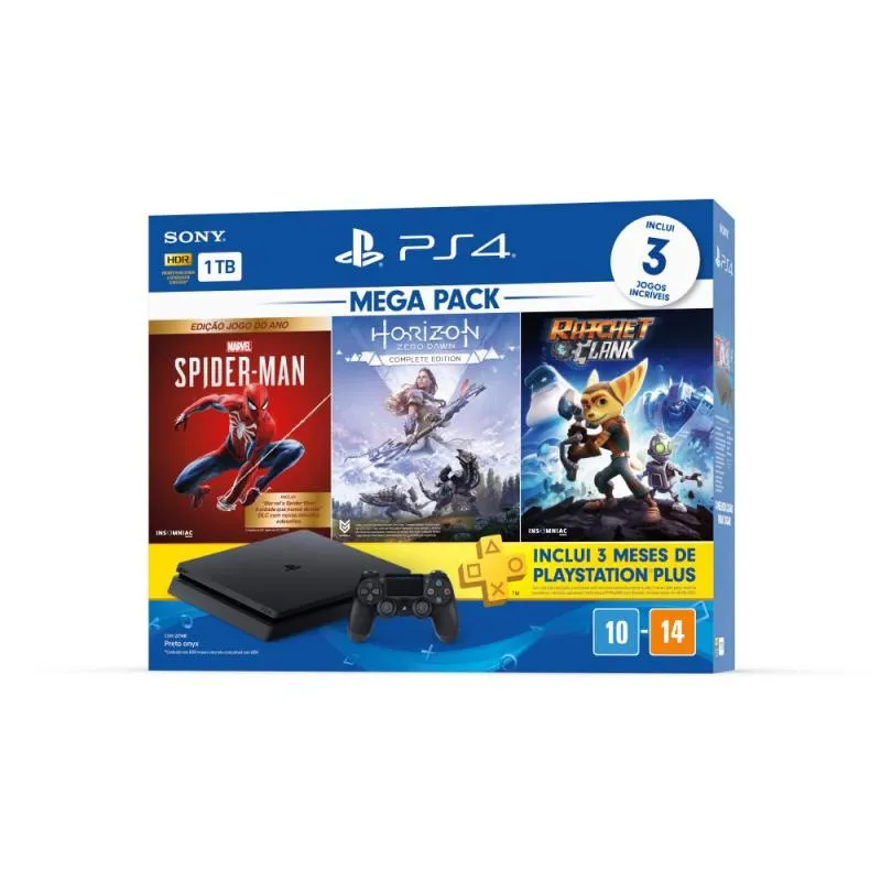Imagem da campanha Playstation 4 + 6 meses de PS plus extra + 1 ano de garantia