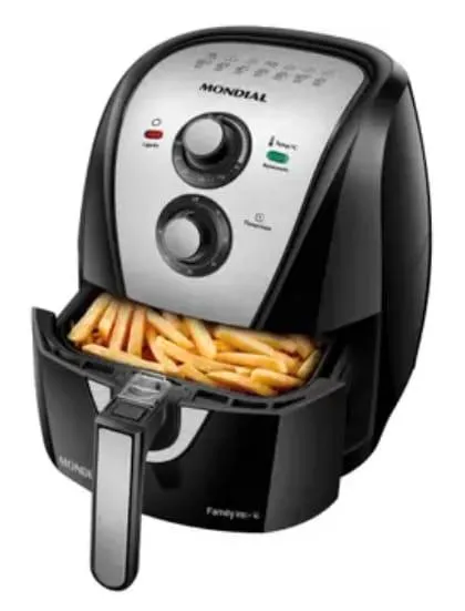 Imagem da campanha Fritadeira Elétrica Sem Óleo Air Fryer Mondial AFN40BI Family Inox 4L - Preta/Inox