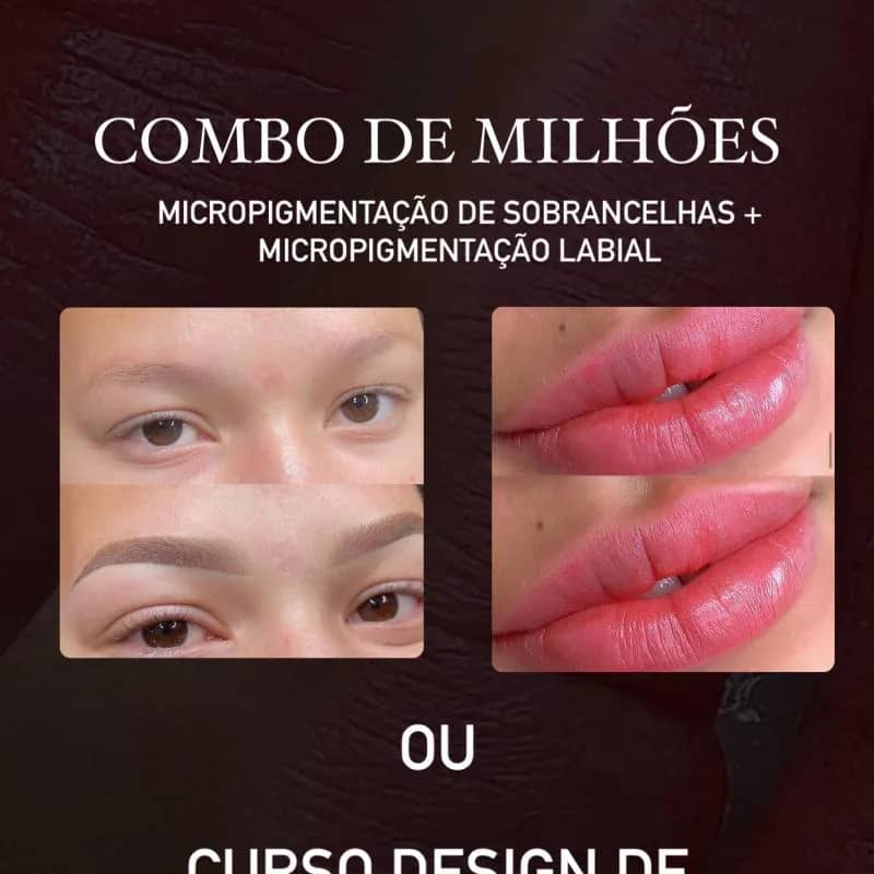 Imagem da campanha SORTEIO DE MICROPIGMENTAÇÃO LABIAL E SOBRANCELHA OU CURSO DE DESIGN DE SOBRANCELHA