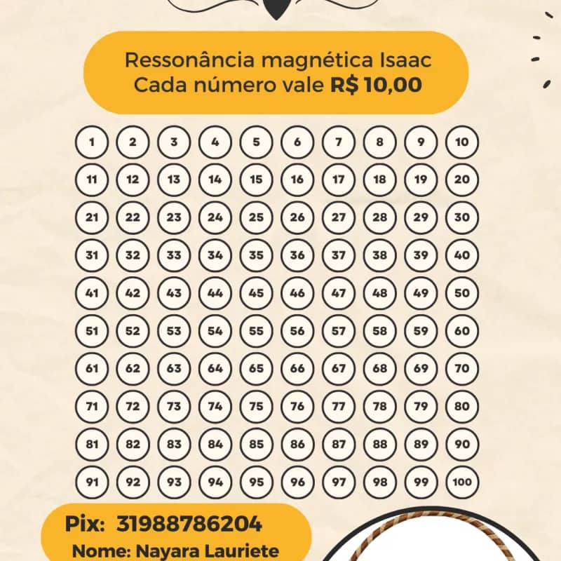 Imagem da campanha Rifa solidária exame Isaac