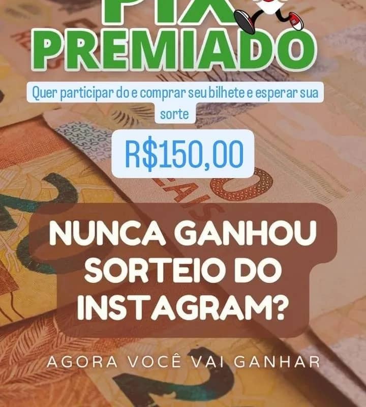 Imagem da campanha Pix premiado de R$150,00