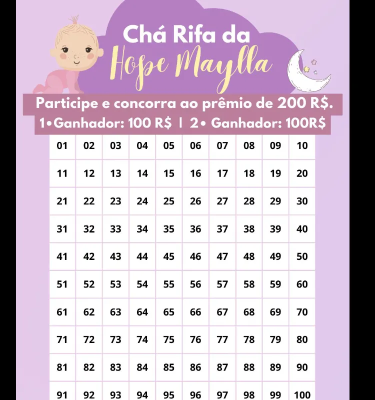 Imagem da campanha Chá rifa da Hope Maylla