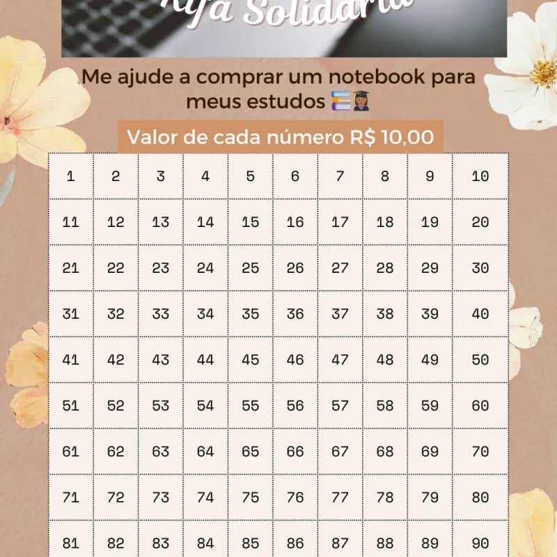 Imagem da campanha Rifa solidária #me ajude a comprar um notebook para meus estudos.!