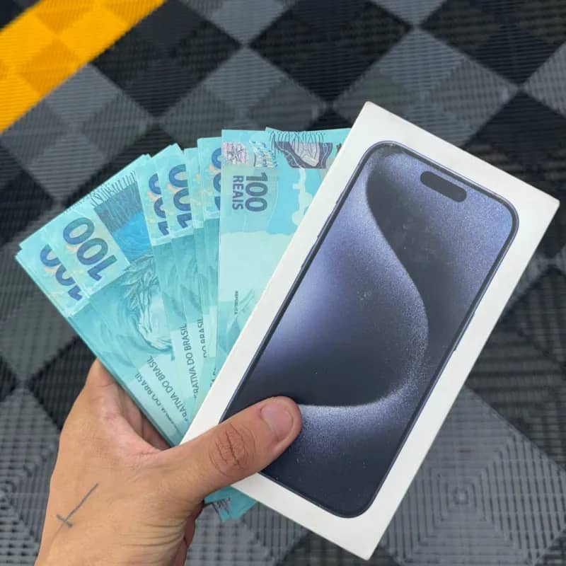 Imagem da campanha iPhone 15 PRO OU R$5.000