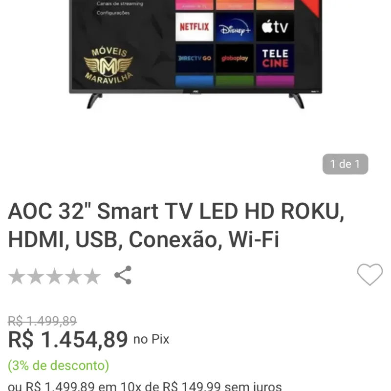 Imagem da campanha TV 32" AOC ROKU SMART