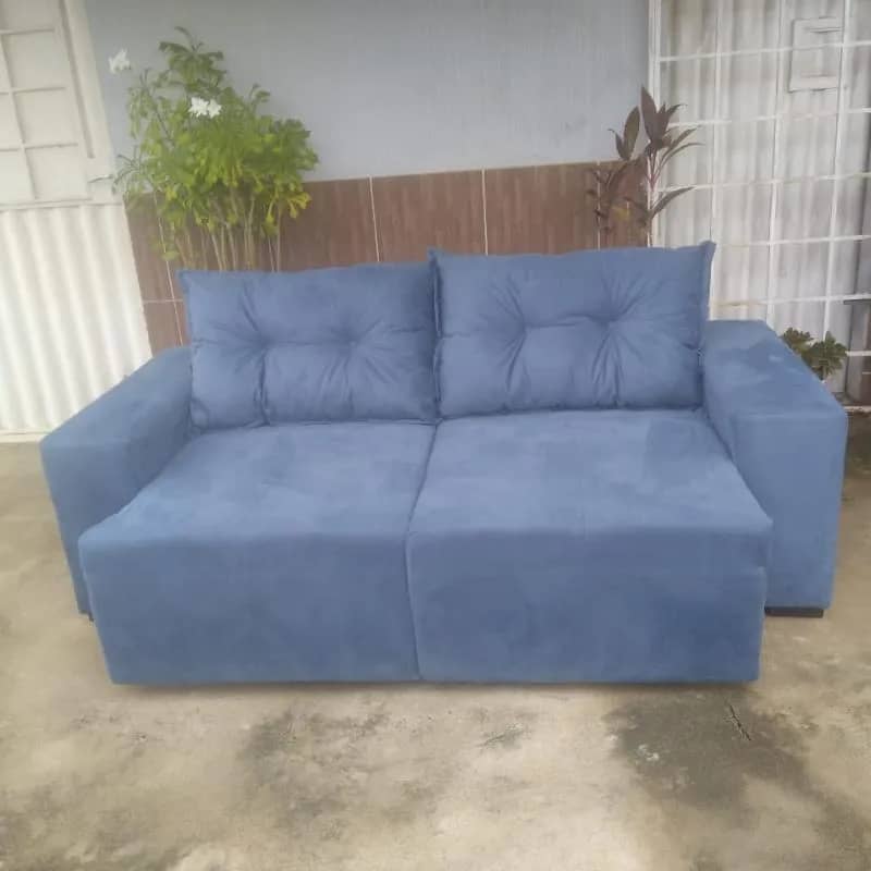 Imagem da campanha Sofá retrátil 4 lugares na cor azul 💙